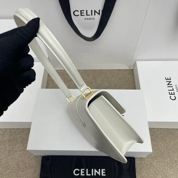 高仿CELINE-賽琳 TRIOMPHE壓印旋轉鎖扣牛皮手提包-121423：圖片 4