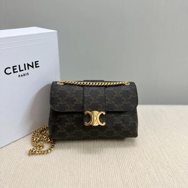 高仿CELINE-賽琳 Triomphe標誌印花牛皮斜挎包-116592：圖片 2