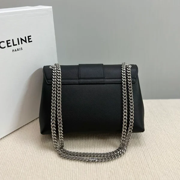 高仿CELINE-賽琳 經典TRIOMPHE牛皮革斜挎包 - 銀色飾面多功能肩背包-115853：圖片 3
