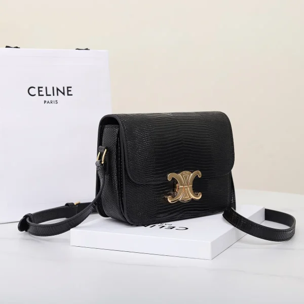 高仿CELINE-賽琳 圓鼻巨蜥皮革TRIOMPHE鎖扣斜挎包-188424：圖片 3