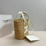 高仿CELINE-賽琳 手工編織牛皮革包邊手提肩背包-115802：圖片 4