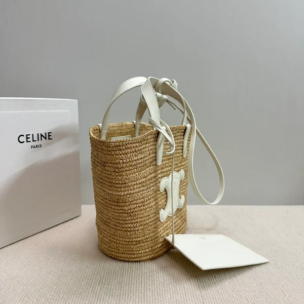 高仿CELINE-賽琳 手工編織牛皮革包邊手提肩背包-115802：圖片 4