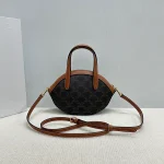 高仿CELINE-賽琳 標誌印花牛皮革包邊多功能手提斜挎包-122262：圖片 3