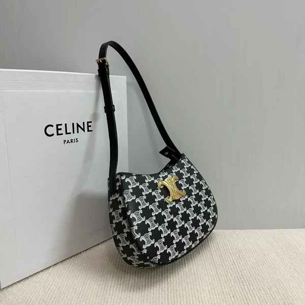 高仿CELINE-賽琳 標誌印花牛皮革包邊斜挎包-115702：圖片 4