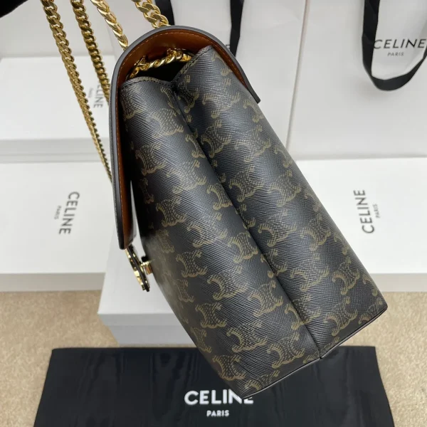 高仿CELINE-賽琳 經典TRIOMPHE標誌印花牛皮斜挎包-118222：圖片 4