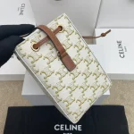 高仿CELINE-賽琳 義大利製造迷你手袋 可裝PLUS手機 牛皮革包邊斜挎包-10M742：圖片 4