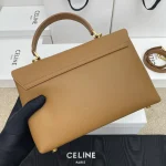 高仿CELINE-賽琳 TRIOMPHE 金色鎖扣牛皮革手提斜挎包-117523：圖片 3