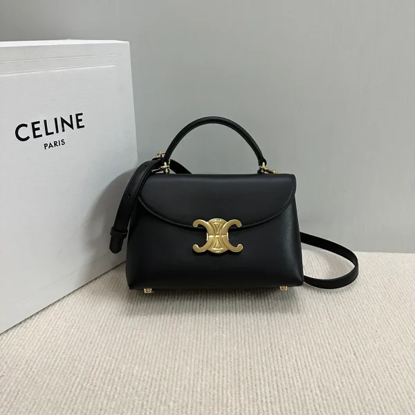高仿CELINE-賽琳 TRIOMPHE 金色鎖扣牛皮手提斜挎包-118113：圖片 2