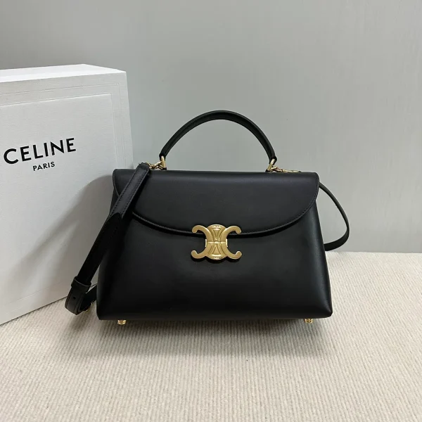 高仿CELINE-賽琳 TRIOMPHE 牛皮革手提斜挎包 - 金色鎖扣設計-117523：圖片 2