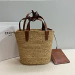 高仿CELINE-賽琳 手工編織牛皮革包邊手提肩背包-115802：圖片 3