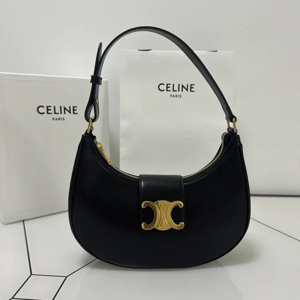 高仿CELINE-賽琳 金色牛皮革TRIOMPHE磁扣手提肩背包-114493：圖片 2