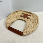 高仿CELINE-賽琳 手工編織牛皮革包邊植物材料手袋-112772：圖片 6