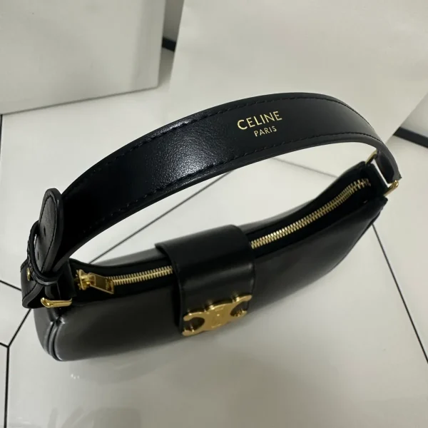 高仿CELINE-賽琳 金色牛皮革TRIOMPHE磁扣手提肩背包-114493：圖片 9
