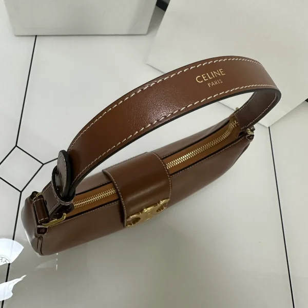 高仿CELINE-賽琳 金色牛皮革TRIOMPHE磁扣手提肩背包-114493：圖片 7