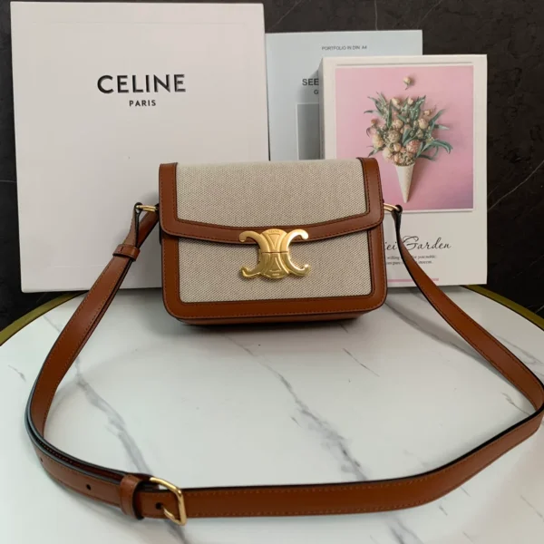 高仿CELINE-賽琳 金色TRIOMPHE金屬鎖扣斜挎包 - 多功能時尚肩背包-188882：圖片 2