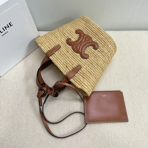 高仿CELINE-賽琳 手工編織牛皮革包邊手提肩背包-115802：圖片 8
