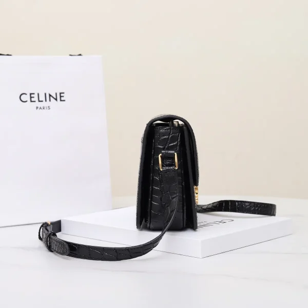 高仿CELINE-賽琳 奢華鱷魚皮 TRIOMPHE 金屬鎖扣斜挎包-188424：圖片 4