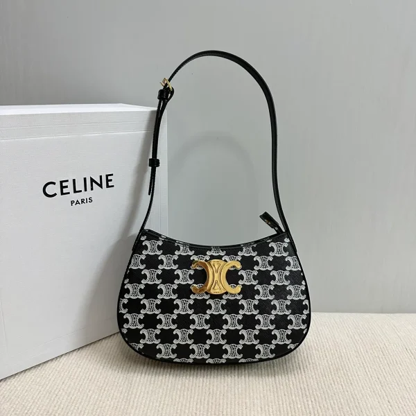 高仿CELINE-賽琳 標誌印花牛皮革包邊斜挎包-115702：圖片 2