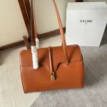 高仿CELINE-賽琳 經典金色鎖扣牛皮革手提包-195543：圖片 2