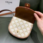 高仿CELINE-賽琳 Triomphe帆布迷你斜挎手袋 - 經典印花牛皮包邊設計-196702：圖片 10
