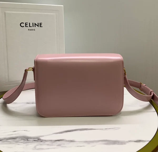 高仿CELINE-賽琳 TRIOMPHE金色鎖扣牛皮斜挎包-188423：圖片 3
