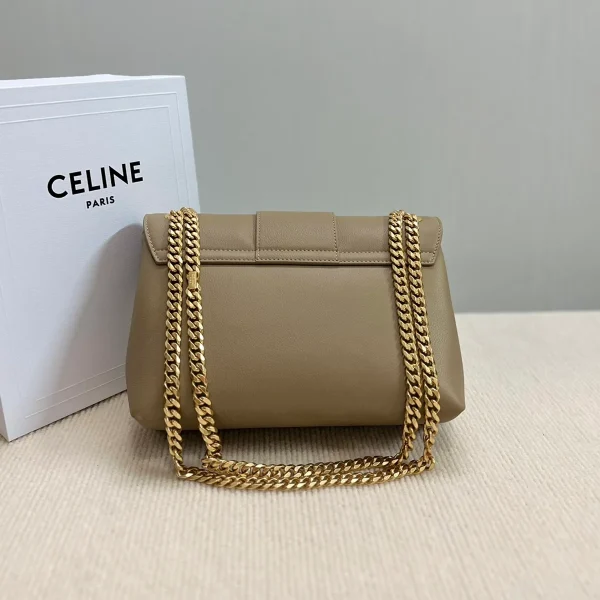 高仿CELINE-賽琳 經典TRIOMPHE牛皮革斜挎包 - 金色飾面多功能肩背包-115853：圖片 3