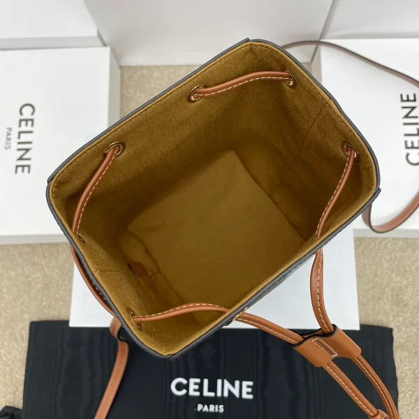 高仿CELINE-賽琳 迷你手袋 - 牛皮革包邊標誌印花斜挎包-10M742：圖片 10