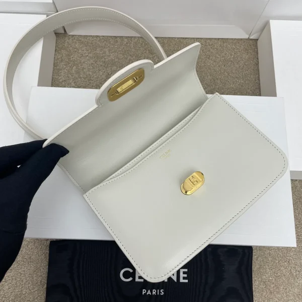 高仿CELINE-賽琳 TRIOMPHE壓印旋轉鎖扣牛皮手提包-121423：圖片 8