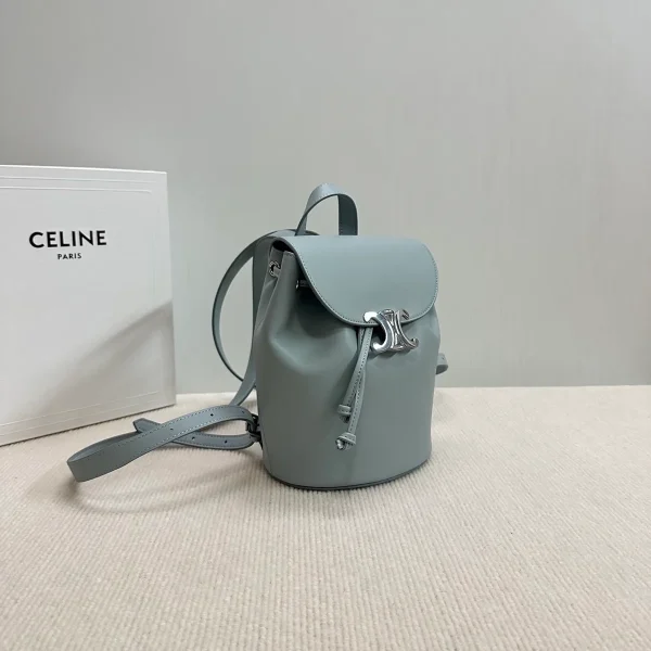 高仿CELINE-賽琳 TRIOMPHE磁扣抽繩皮革包 - 多背法時尚手袋-118703：圖片 4