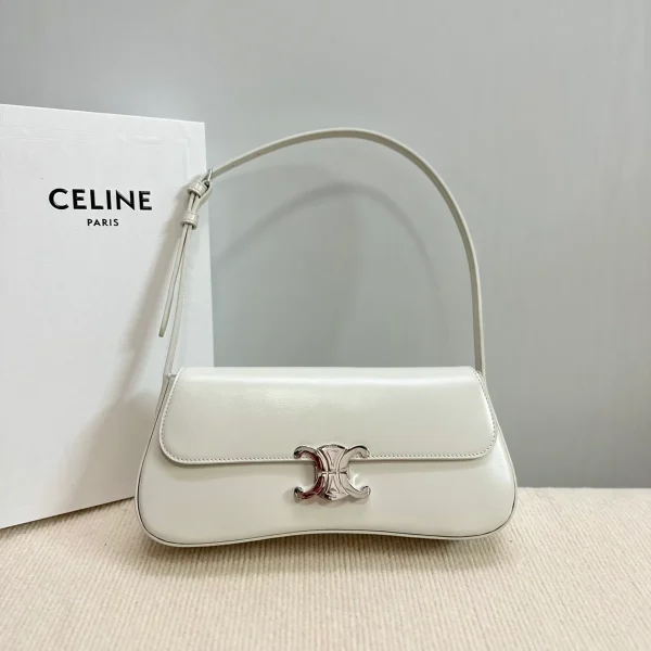 高仿CELINE-賽琳 TRIOMPHE 銀色飾面牛皮革肩背-115533：圖片 2