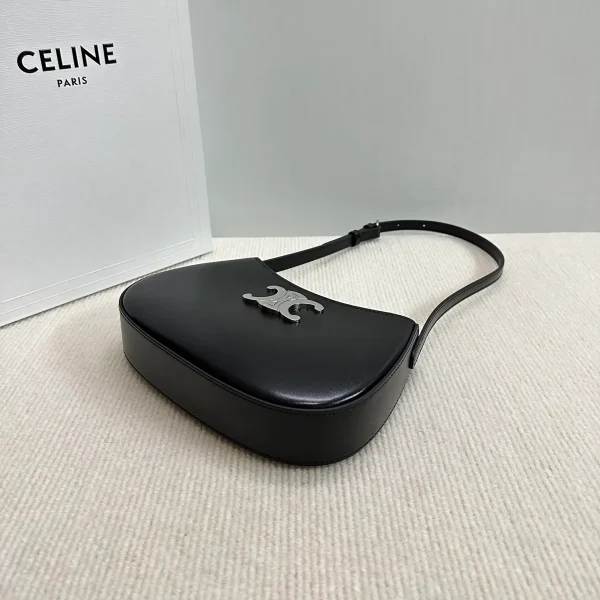 高仿CELINE-賽琳 銀色飾面牛皮革斜挎包-115703：圖片 5