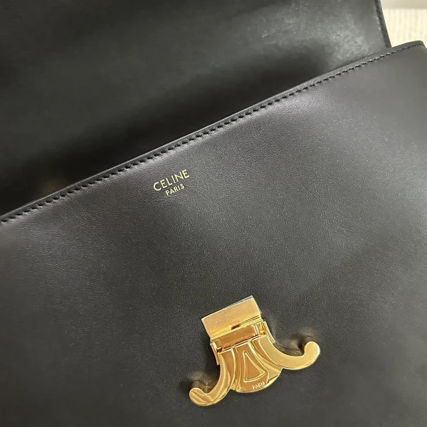 高仿CELINE-賽琳 TRIOMPHE 牛皮革手提斜挎包 - 金色鎖扣設計-117523：圖片 8