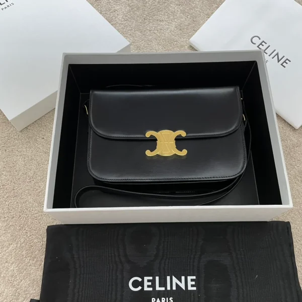 高仿CELINE-賽琳 TRIOMPHE 金屬鎖扣牛皮斜挎包 - 多隔層時尚肩背包-188423：圖片 10