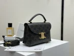 高仿CELINE-賽琳 TRIOMPHE鎖扣牛皮革包邊多功能手提斜挎包-118112：圖片 9