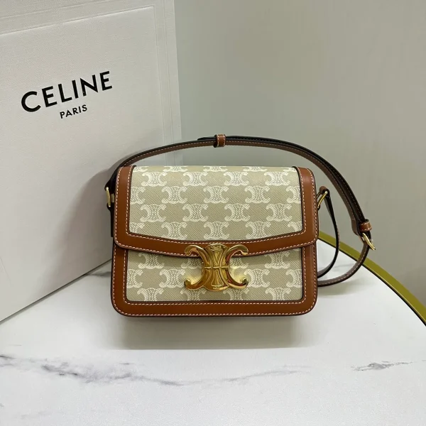 高仿CELINE-賽琳 Triomphe 標誌印花牛皮革斜挎包-188882：圖片 2