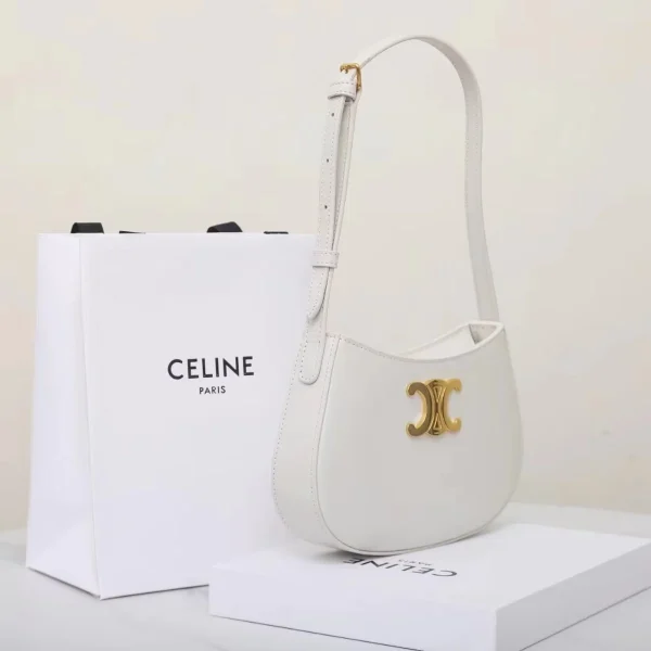 高仿CELINE-賽琳 金色飾面牛皮革斜挎包-115703：圖片 3