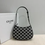 高仿CELINE-賽琳 標誌印花牛皮革包邊斜挎包-115702：圖片 3