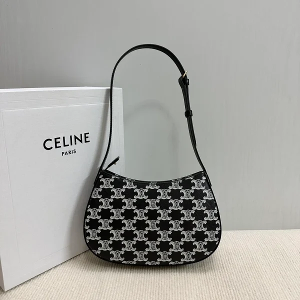 高仿CELINE-賽琳 標誌印花牛皮革包邊斜挎包-115702：圖片 3