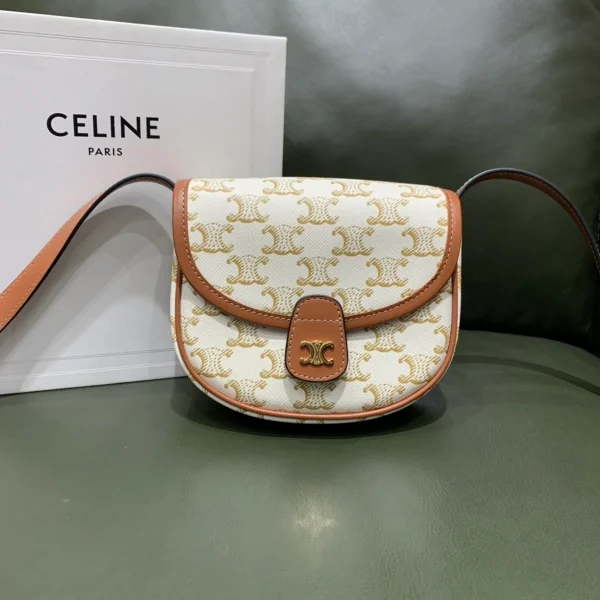 高仿CELINE-賽琳 Triomphe帆布迷你斜挎手袋 - 經典印花牛皮包邊設計-196702：圖片 3