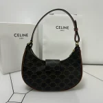 高仿CELINE-賽琳 Saint Laurent TRIOMPHE CANVAS 金色印花肩背包-114492：圖片 3