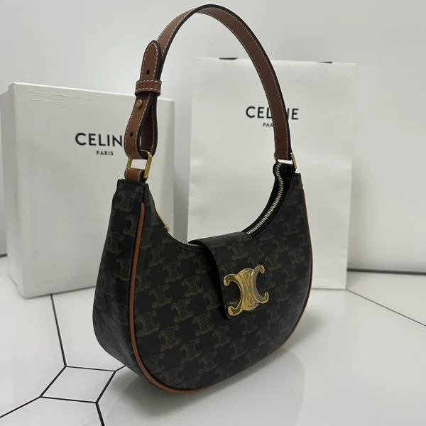 高仿CELINE-賽琳 Saint Laurent TRIOMPHE CANVAS 金色印花肩背包-114492：圖片 4