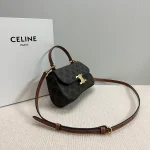 高仿CELINE-賽琳 經典TRIOMPHE標誌印花牛皮革手提斜挎包-119532：圖片 4