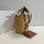 高仿CELINE-賽琳 手工編織牛皮革包邊手提肩背包-115802：圖片 4