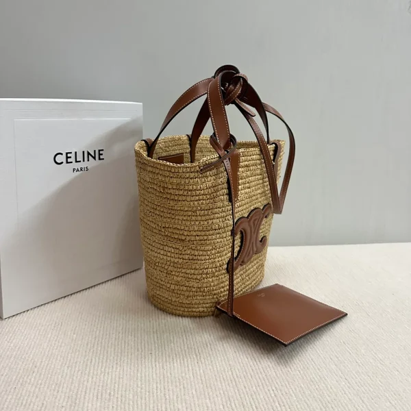 高仿CELINE-賽琳 手工編織牛皮革包邊手提肩背包-115802：圖片 4