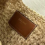 高仿CELINE-賽琳 手工編織牛皮革包邊植物材料手袋-112772：圖片 10