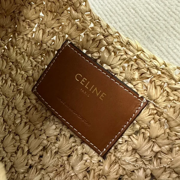 高仿CELINE-賽琳 手工編織牛皮革包邊植物材料手袋-112772：圖片 10