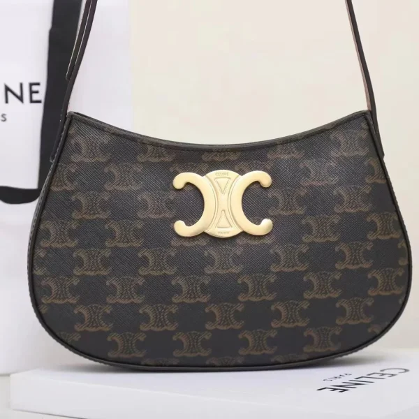 高仿CELINE-賽琳 TRIOMPHE CANVAS 標誌印花牛皮革包邊斜挎包-115702：圖片 7
