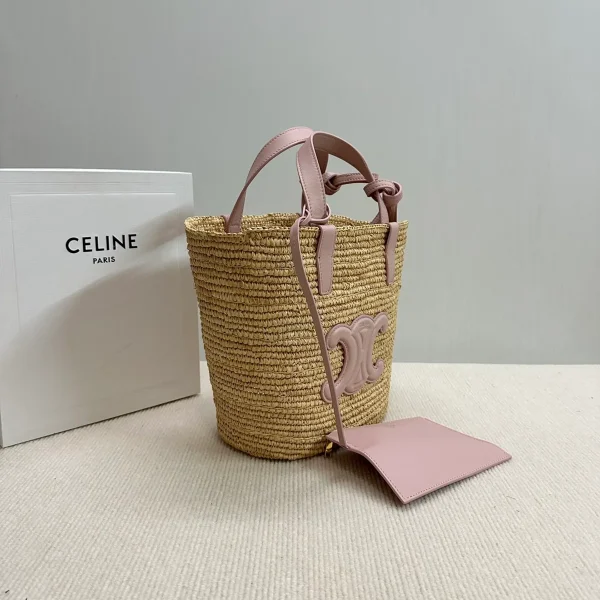高仿CELINE-賽琳 手工編織牛皮革包邊手提肩背包-115802：圖片 4