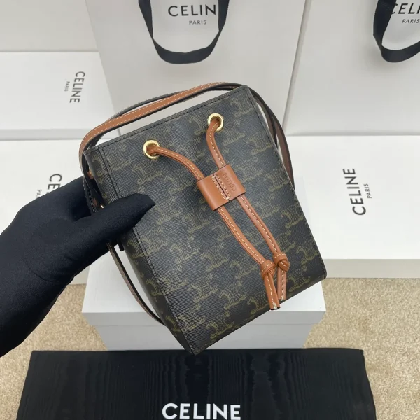 高仿CELINE-賽琳 迷你手袋 - 牛皮革包邊標誌印花斜挎包-10M742：圖片 2