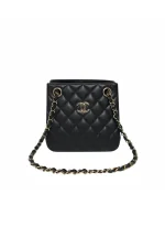 Chanel/香奈兒 25C Mini Tote 黑金荔枝牛皮款
